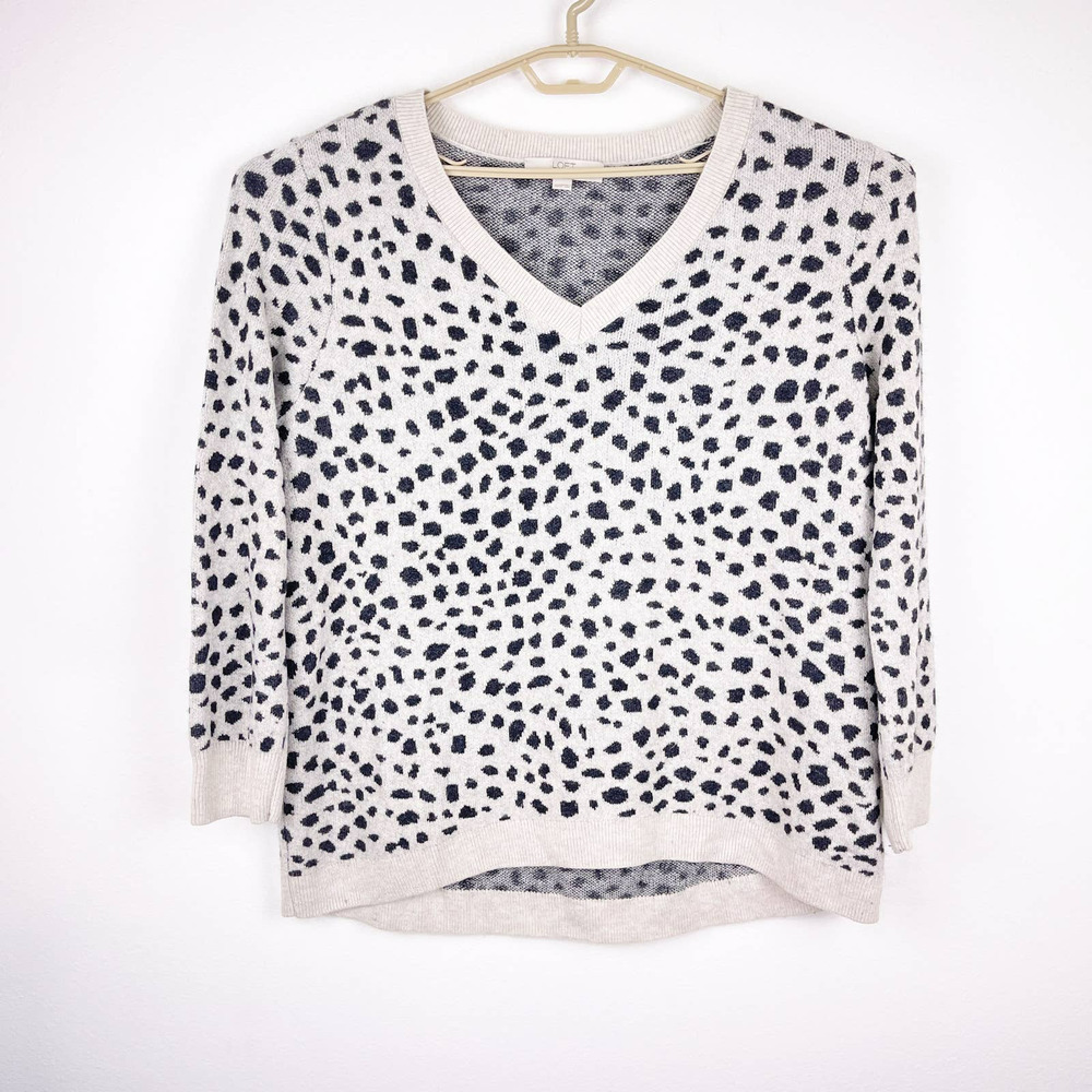 LOFT Plus Animal Print Leopard V-Neck Pullover Sweater Wool Blend Women's 20 22